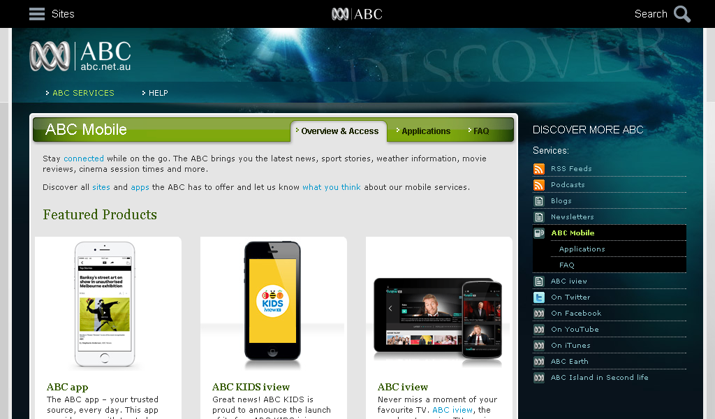 ABC - Mobile app page