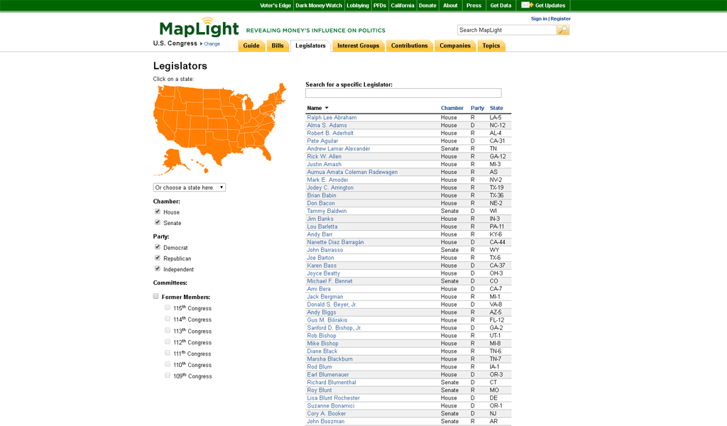 MapLight - Legislators