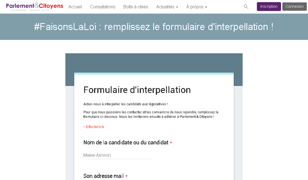 Parlement & citoyens - Form
